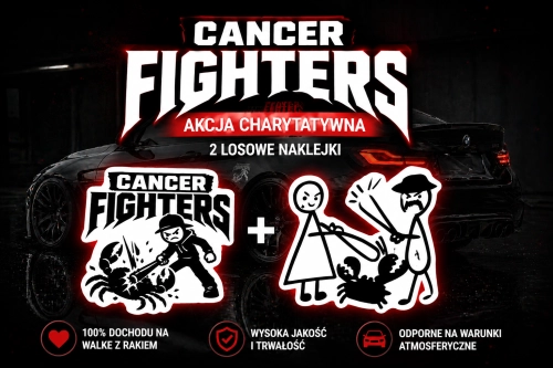 2 LOSOWE NAKLEJKI „CANCER FIGHTERS” – Naklejki na Auto | Akcja Charytatywna | Wspieraj Walkę z Rakiem