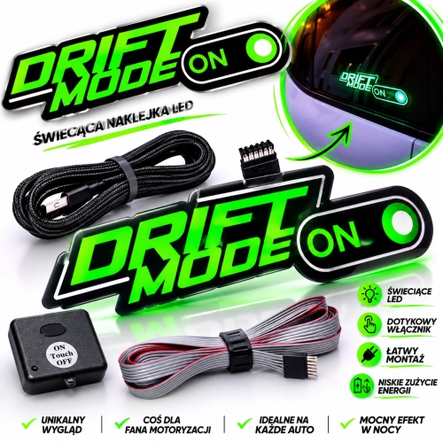 Panel świetlny LED | Elektryczna Naklejka DRIFT MODE ON