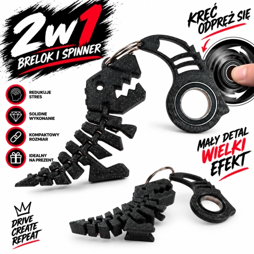 KeySpinner/ KeyRambit/ KeyFlipper + Flexi Zaur TRex TWINKLING BLACK TikTok HIT