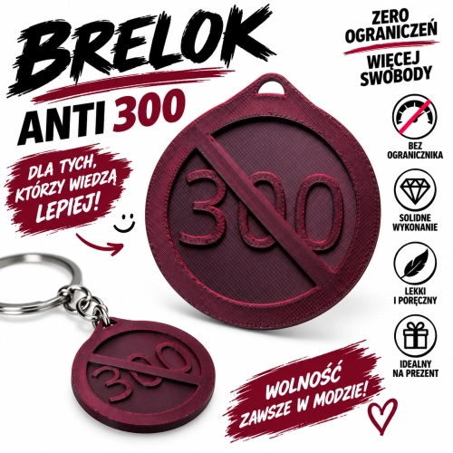 Stylowy Breloczek Brelok Zawieszka 300KM/H do Kluczy