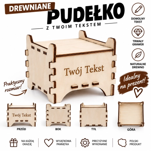 Drewniane Pudełko ze Sklejki na Prezent | Szkatułka Ozdobna | DIY Decoupage, Grawer | Upominek